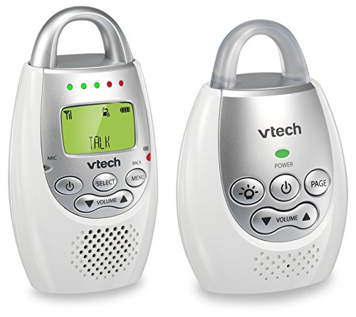 VTech DM221 Audio Baby Monitor with up to 1,000 ft of Range, Vibrating Sound-Alert, Talk Back Intercom & Night Light Loop, White/Silver from Vtech