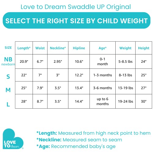Love To Dream Swaddle UP, Gray, Small, 8-13 lbs, Dramatically Better Sleep, Allow Baby to Sleep in Their Preferred arms up Position for self-Soothing, snug fit Calms Startle Reflex from Love to Dream