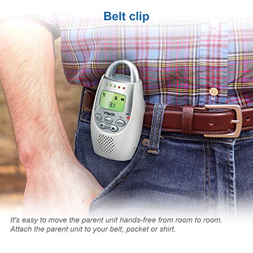 VTech DM221 Audio Baby Monitor with up to 1,000 ft of Range, Vibrating Sound-Alert, Talk Back Intercom & Night Light Loop, White/Silver from Vtech