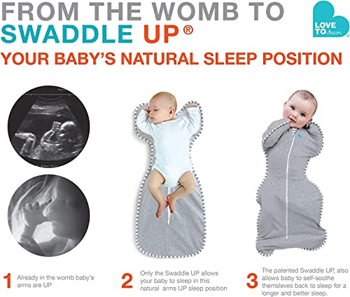 Love To Dream Swaddle UP, Gray, Small, 8-13 lbs, Dramatically Better Sleep, Allow Baby to Sleep in Their Preferred arms up Position for self-Soothing, snug fit Calms Startle Reflex from Love to Dream
