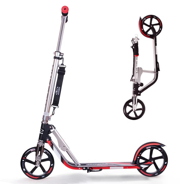 Hudora 14724 Adult Folding Kick Scooter- 2 Big PU Wheels Scooter for Adult 205 mm, Adjustable Bar, Reinforced Deck, Scooters for Teens 12 Years and Up from LIYU