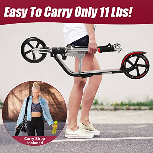 Hudora 14724 Adult Folding Kick Scooter- 2 Big PU Wheels Scooter for Adult 205 mm, Adjustable Bar, Reinforced Deck, Scooters for Teens 12 Years and Up from LIYU