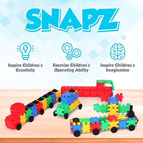 SNAPZ Building Bricks 400 Pcs Connecting Toy - Strong Durable Colorful Block Set w Storage, Interlinking Construction Blocks for Kids - STEM Development, Creativity and Educational Children Toys, 4+ from Play Build