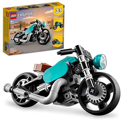 LEGO Creator 3 in 1 Vintage Motorcycle Set 31135, Classic Motorcycle Toy to Street Bike to Dragster Car, Vehicle Building Toys for Kids, Boys and Girls from LEGO