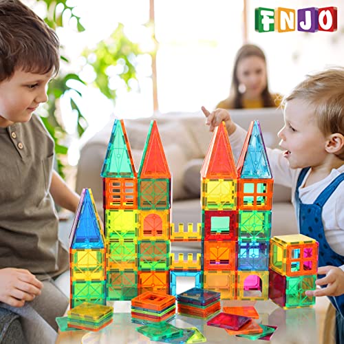 FNJO Magntic Tiles, 110PCS Magnet Building Set, Magnetic Building Blocks,Construction STEM Toys for Kids , Gift for Boys Girls by FNJO