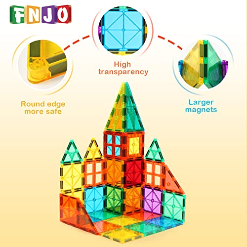 FNJO Magntic Tiles, 110PCS Magnet Building Set, Magnetic Building Blocks,Construction STEM Toys for Kids , Gift for Boys Girls by FNJO