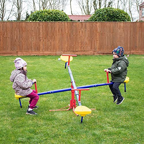 Outsunny Teeter Totter 4 Seat Outdoor Seesaw for Backyard Multiple Kids Playground Equipment Active Play from Aosom LLC