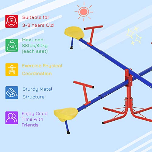 Outsunny Teeter Totter 4 Seat Outdoor Seesaw for Backyard Multiple Kids Playground Equipment Active Play from Aosom LLC