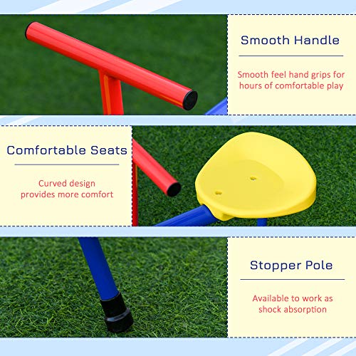 Outsunny Teeter Totter 4 Seat Outdoor Seesaw for Backyard Multiple Kids Playground Equipment Active Play from Aosom LLC