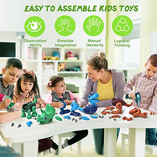 Take Apart Dinosaur Toys for 6 7 8 9 10 Year Old kids, Kids Toys Stem Learning Educational Building Kids Toys with Electric Drill, Dinosaur Toy Birthday Easter Gifts Boys Girls from Fterwk
