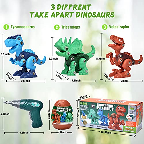 Take Apart Dinosaur Toys for 6 7 8 9 10 Year Old kids, Kids Toys Stem Learning Educational Building Kids Toys with Electric Drill, Dinosaur Toy Birthday Easter Gifts Boys Girls from Fterwk