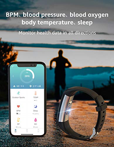 Ion Fitness Tracker with Body Temperature Heart Rate Blood Pressure Blood Oxygen Sleep Monitor, IP68 Waterproof, 16 Sport Modes, Smart Bracelet for iPhone & Android Phones Man Women Kids (Purple) from Union Computer Supplies Ltd