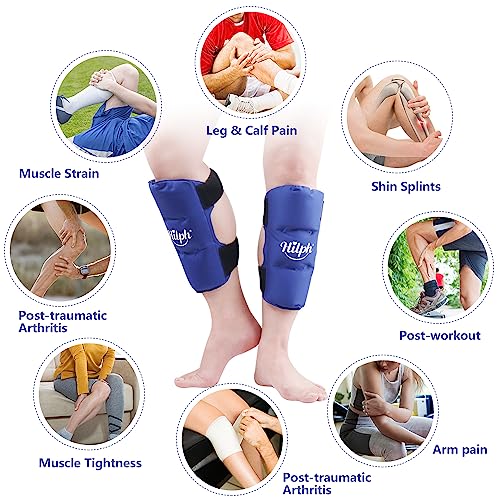 HilphÂ®Shin Splint Ice Pack 2 Pack, Reusable Calf and Shin Gel Ice Pack for Leg Injuries, Runner, Dancers, Calf Swelling, Bruises Pain Relief from Hilph