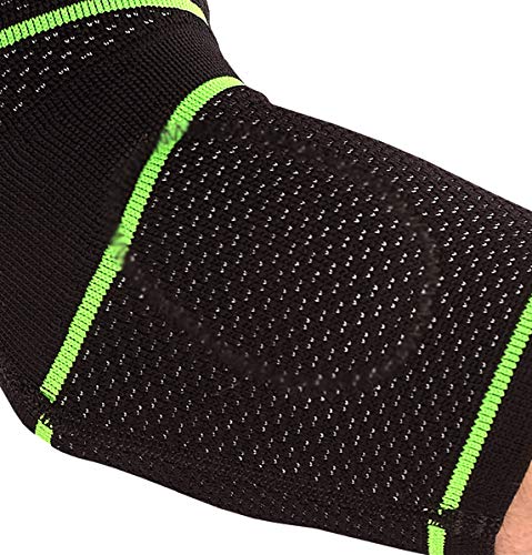 BRD Sport Medical Grade Elbow Brace, Relieves Tennis Elbow Golfers Elbow Tendinitis Epicondylitis, FDA Registered, Made in USA, Premium Elbow Support (Black with Green, L) by BRD Sport