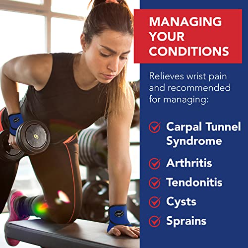 Doctor Developed Comfy,Lightweight,Wrist Support-Strap-Brace-Hand Support, Perfect fit for both Right and Left Hand, for Men and Women by Dr Arthritis - Single (Blue) by Dr. Arthritis