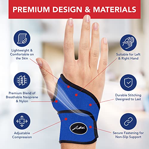 Doctor Developed Comfy,Lightweight,Wrist Support-Strap-Brace-Hand Support, Perfect fit for both Right and Left Hand, for Men and Women by Dr Arthritis - Single (Blue) by Dr. Arthritis
