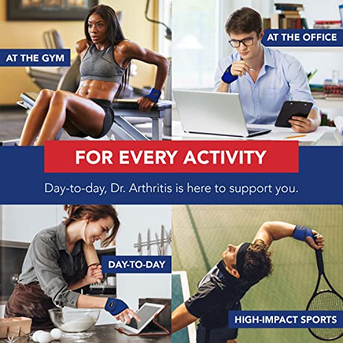 Doctor Developed Comfy,Lightweight,Wrist Support-Strap-Brace-Hand Support, Perfect fit for both Right and Left Hand, for Men and Women by Dr Arthritis - Single (Blue) by Dr. Arthritis