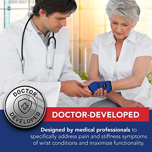 Doctor Developed Comfy,Lightweight,Wrist Support-Strap-Brace-Hand Support, Perfect fit for both Right and Left Hand, for Men and Women by Dr Arthritis - Single (Blue) by Dr. Arthritis