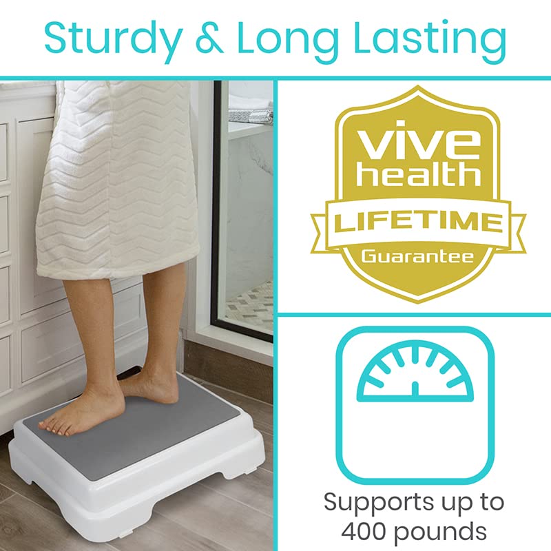 Vive Bath Step Stool (4.5") - Slip Resistant, Stackable, Indoor/Outdoor - Safety Stepping Stool Bathroom Aid for Handicap, Elderly, Seniors, Bathtub, High Beds, Kitchens - Nonslip, Hands Free (2) by Vive Health