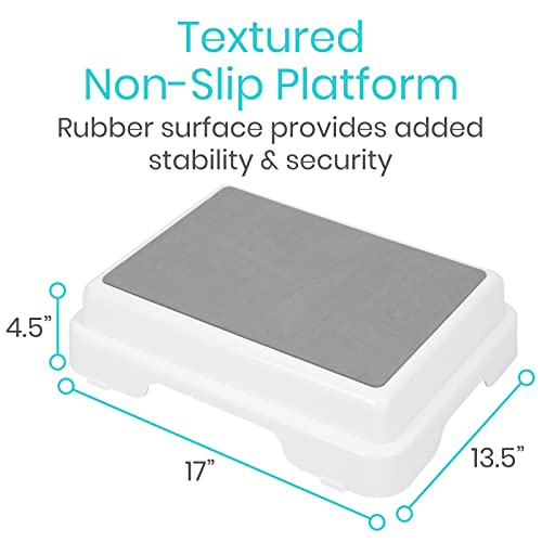 Vive Bath Step Stool (4.5") - Slip Resistant, Stackable, Indoor/Outdoor - Safety Stepping Stool Bathroom Aid for Handicap, Elderly, Seniors, Bathtub, High Beds, Kitchens - Nonslip, Hands Free (2) by Vive Health