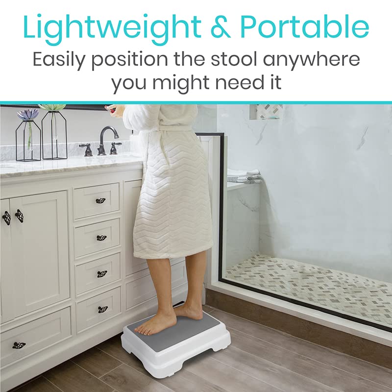 Vive Bath Step Stool (4.5") - Slip Resistant, Stackable, Indoor/Outdoor - Safety Stepping Stool Bathroom Aid for Handicap, Elderly, Seniors, Bathtub, High Beds, Kitchens - Nonslip, Hands Free (2) by Vive Health