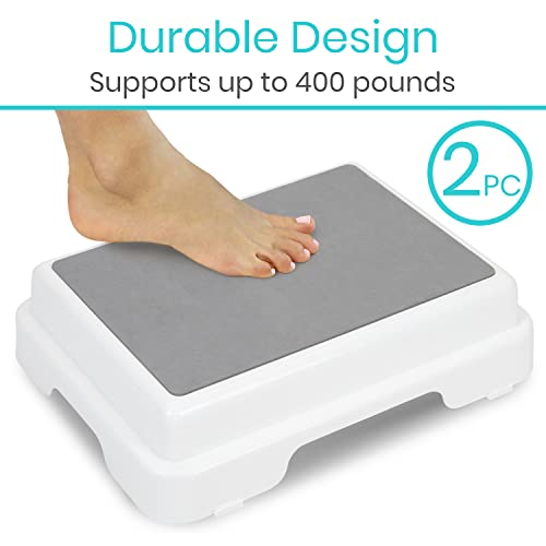 Vive Bath Step Stool (4.5") - Slip Resistant, Stackable, Indoor/Outdoor - Safety Stepping Stool Bathroom Aid for Handicap, Elderly, Seniors, Bathtub, High Beds, Kitchens - Nonslip, Hands Free (2) by Vive Health