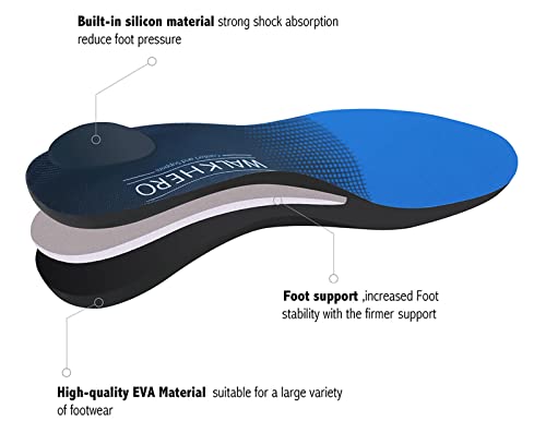 Plantar Fasciitis Feet Insoles Arch Supports Orthotics Inserts for Flat Feet, High Arch, Foot Pain Mens 10 - 10 1/2 | Womens 12 - 12 1/2 by WALKÂ·HERO COMFORT AND SUPPORT