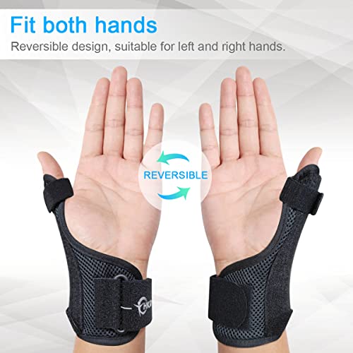 HKJD Thumb Spica Splint Reversible Thumb Brace for Pain Relief, Arthritis, De Quervain's tenosynovitis, Sprains, Strains, Carpal Tunnel & Trigger Finger Immobilizer Adjustable Wrist Strap by HKJD