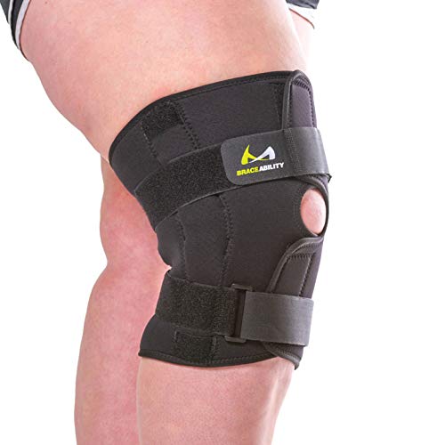BraceAbility Plus Size Knee Brace - Bariatric Men and Women's Hinged Knee Wrap for Obese Legs and Big Thighs to Support Meniscus Tears, Arthritis Joint Pain, Tendonitis, Ligament Injuries and Sprains (3XL) by BraceAbility