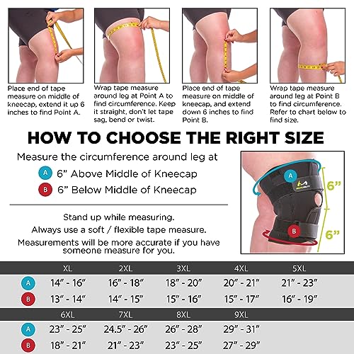 BraceAbility Plus Size Knee Brace - Bariatric Men and Women's Hinged Knee Wrap for Obese Legs and Big Thighs to Support Meniscus Tears, Arthritis Joint Pain, Tendonitis, Ligament Injuries and Sprains (3XL) by BraceAbility