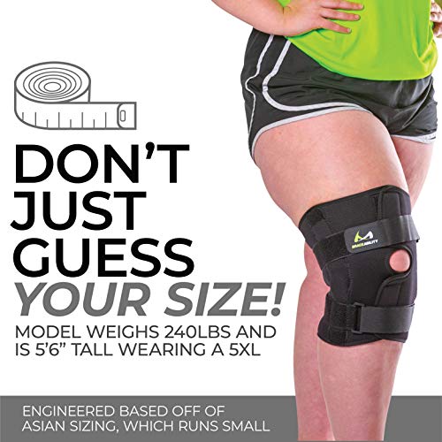 BraceAbility Plus Size Knee Brace - Bariatric Men and Women's Hinged Knee Wrap for Obese Legs and Big Thighs to Support Meniscus Tears, Arthritis Joint Pain, Tendonitis, Ligament Injuries and Sprains (3XL) by BraceAbility