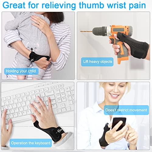 HKJD Thumb Spica Splint Reversible Thumb Brace for Pain Relief, Arthritis, De Quervain's tenosynovitis, Sprains, Strains, Carpal Tunnel & Trigger Finger Immobilizer Adjustable Wrist Strap by HKJD