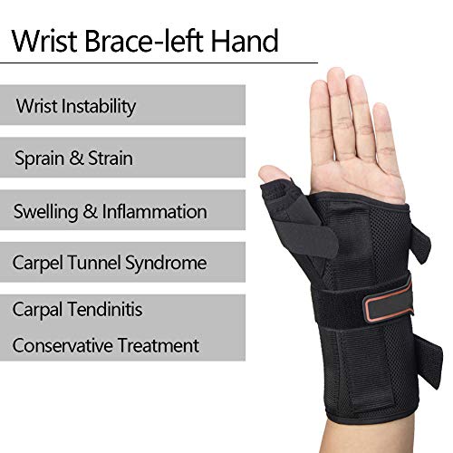Wrist Brace with Thumb Spica Splint, Wrist splint & Thumb Splint Brace and Stabilizer, Relieve and Treat for De Quervain's Tenosynovitis, Arthritis, Sprains, Carpal Tunnel Pain, Tendonitis ï¼Left Sï¼ by kefit