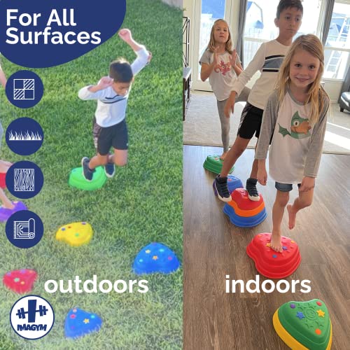 IMAGYM Stackable Stepping Stones for Kids, Balance Stepping Stones - Coordination and Stability, Perfect Indoor and Outdoor Play Equipment for Kids, Toys Toddler Obstacle Course Ages 3 and up by Imagym