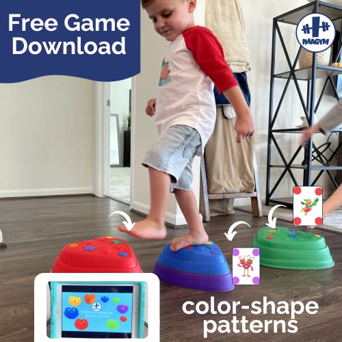 IMAGYM Stackable Stepping Stones for Kids, Balance Stepping Stones - Coordination and Stability, Perfect Indoor and Outdoor Play Equipment for Kids, Toys Toddler Obstacle Course Ages 3 and up by Imagym