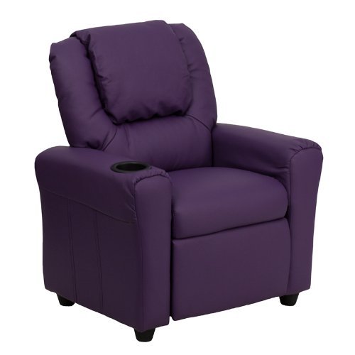 Flash Furniture Contemporary Purple Vinyl Kids Recliner with Cup Holder and Headrest by Flash Furniture