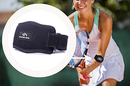 COPPER HEAL Elbow Brace (PAIR) - ADJUSTABLE Support & Medical Recovery from Tennis Elbow or Lateral Epicondylitis arm sleeves men nerve rennis workout pads softball by COPPER HEAL