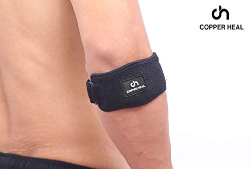 COPPER HEAL Elbow Brace (PAIR) - ADJUSTABLE Support & Medical Recovery from Tennis Elbow or Lateral Epicondylitis arm sleeves men nerve rennis workout pads softball by COPPER HEAL