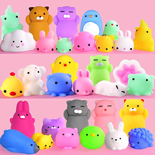 Mochi Squishy Toys FLY2SKY 30Pcs Animal Squishies Party Favors for Kids Stress Relief Toys Kawaii Animal Stress Toys Cat Stress Reliever Squishy Toys Mini Novelty Gifts Seal Rabbit Cat Random Squishys by FLY2SKY