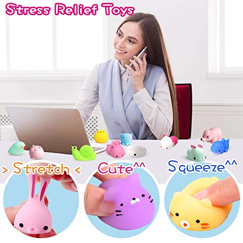 Mochi Squishy Toys FLY2SKY 30Pcs Animal Squishies Party Favors for Kids Stress Relief Toys Kawaii Animal Stress Toys Cat Stress Reliever Squishy Toys Mini Novelty Gifts Seal Rabbit Cat Random Squishys by FLY2SKY