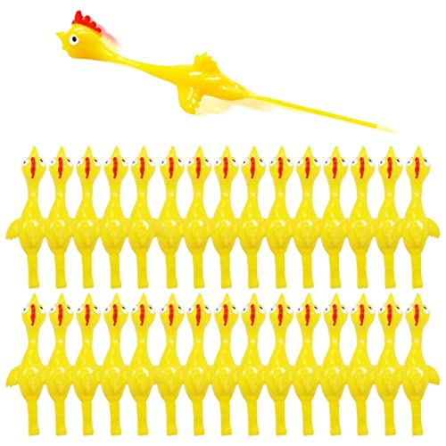 Slingshot Chicken Rubber Chicken Flick Chicken Flying Chicken Flingers Stress Gag Toys, Rubber Chicken Slingshot Funny Christmas Stuffers Easter Chicks Novelty Gifts for Kids Teens (Yellow 30 Pcs) by Namii W