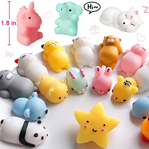 Mochi Squishy Toys FLY2SKY 30Pcs Animal Squishies Party Favors for Kids Stress Relief Toys Kawaii Animal Stress Toys Cat Stress Reliever Squishy Toys Mini Novelty Gifts Seal Rabbit Cat Random Squishys by FLY2SKY