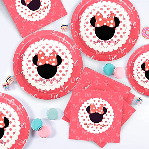 Minnie Mouse Birthday Party Supplies, Banner, Tableware, Tablecloth, Balloons, Cake Toppers 125pcs Minnie Decorations For 1st and 2nd Birthday Decorations for Girls, Serves 10 Guests from Fruitful Party