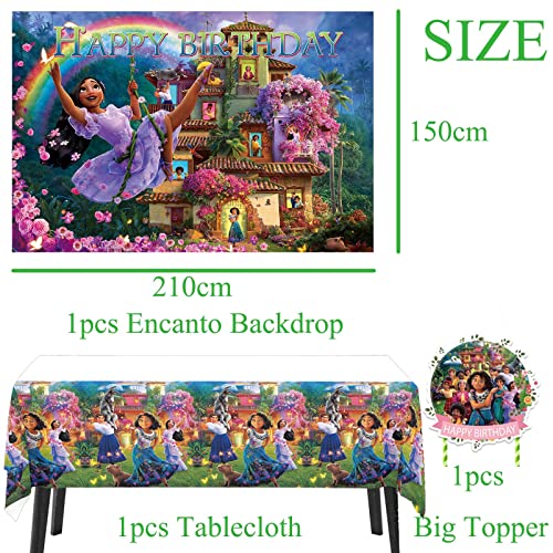 Encanto Birthday Party Supplies Decorations for Girls Boys Kids Birthday Party Decorations Include Banner, Tablecloth, Balloons, Cake Topper, Cupcake Toppers Backdrop for Encanto Party Supplies from TOYOYO