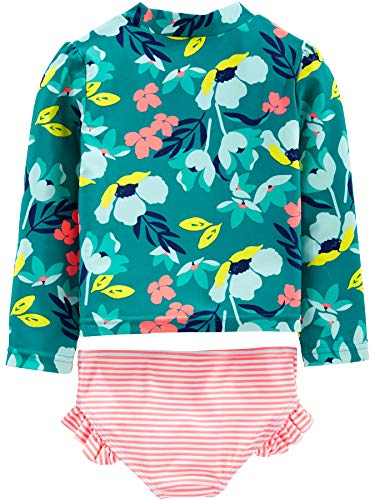 Simple Joys by Carter's Girls' 2-Piece Assorted Rash guard Sets, Floral/Green, 24 Months from Simple Joys by Carter's