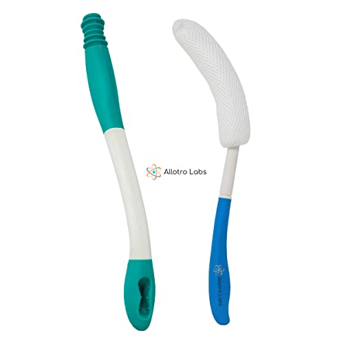 Extended Reach Comfort Kit - Includes Long Reach Toilet Wiping Tool and Long Reach Bath Brush. Designed to Help Anyone with Accessibility Issues Like The Elderly, Pregnant, and Physically Challenged from Allotro Labs