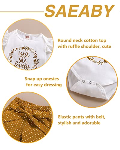 Baby Newborn Girl Clothes Ruffle Isnt She Lovely Outfit Tops Pants with Headband Fall 6 Month Baby Girl Clothes 0-3 Months White by 