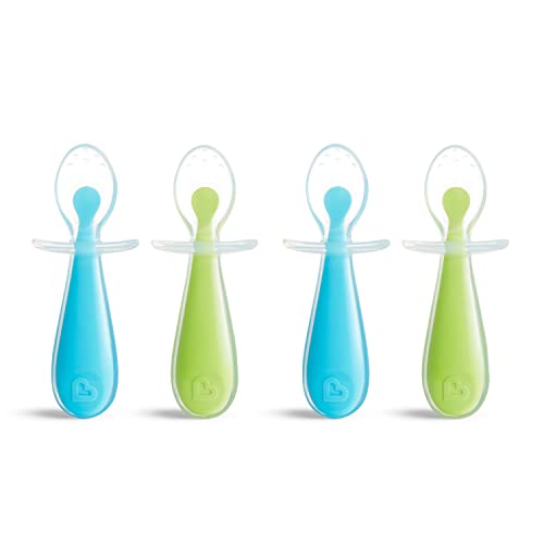 Munchkin Gentle Scoop Baby Silicone Trainer Spoons with Choke Guard, 4pk, Blue/Green by Munchkin