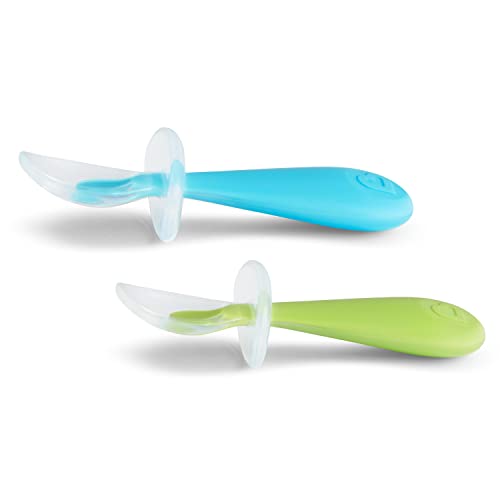 Munchkin Gentle Scoop Baby Silicone Trainer Spoons with Choke Guard, 4pk, Blue/Green by Munchkin