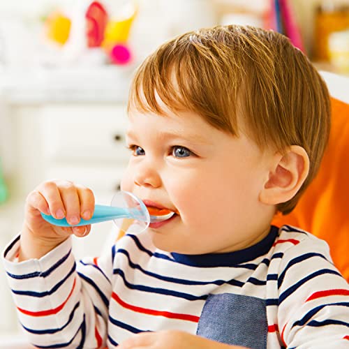 Munchkin Gentle Scoop Baby Silicone Trainer Spoons with Choke Guard, 4pk, Blue/Green by Munchkin